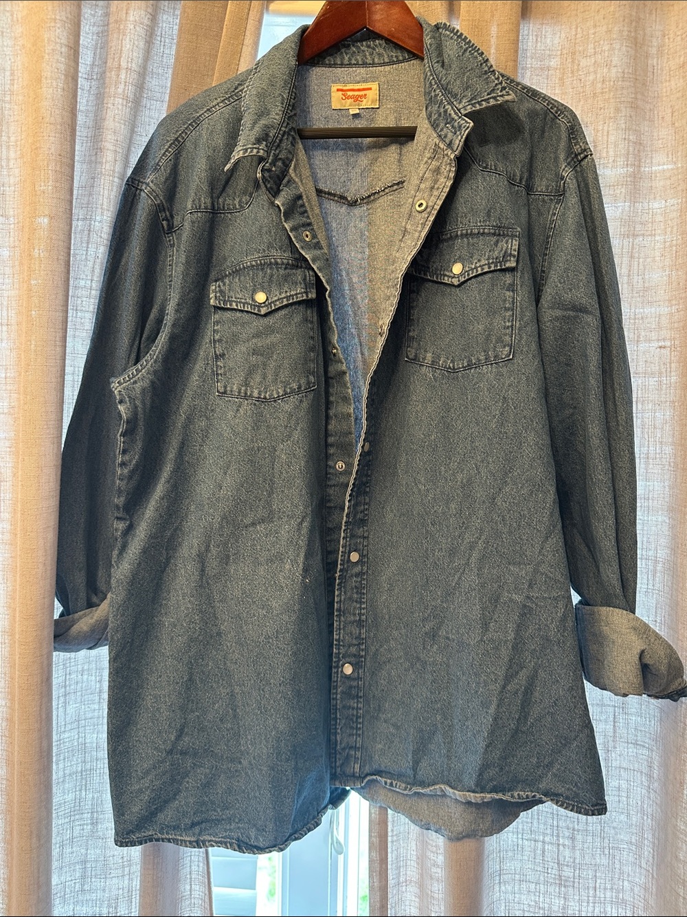 Seager Women's Blue Denim Button-Down Shirt